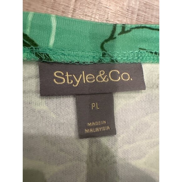 Style & Co Petite Tulip Menagerie Elbow-Sleeve Knit Top Tulip Green Large Petite - Picture 7 of 9